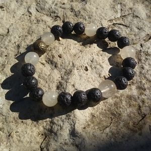 Natural crystal and lave stone bracelet